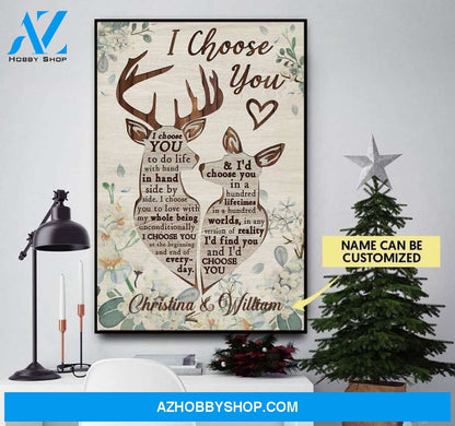 Deer, I choose you - Matte Canvas, personalized canvas, gift for love canvas, valentine wall art