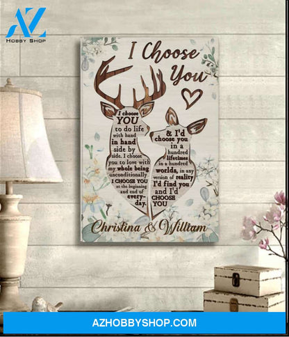 Deer, I choose you - Matte Canvas, personalized canvas, gift for love canvas, valentine wall art