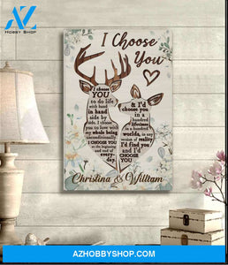 Deer, I choose you - Matte Canvas, personalized canvas, gift for love canvas, valentine wall art
