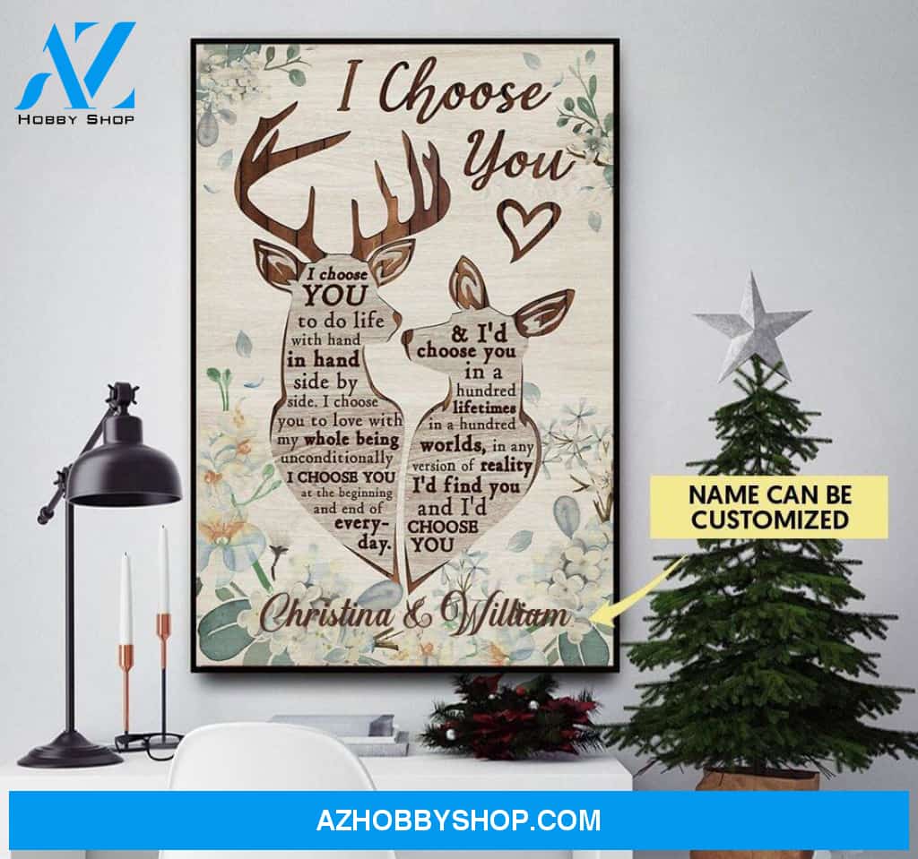 Deer, I choose you - Matte Canvas, personalized canvas, gift for love canvas, valentine wall art