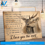 Deer I Love You The Most - Matte Canvas, gift for you, gift for couple, gift for him, gift for her, gift for deer lover, living room wall art, living room picture