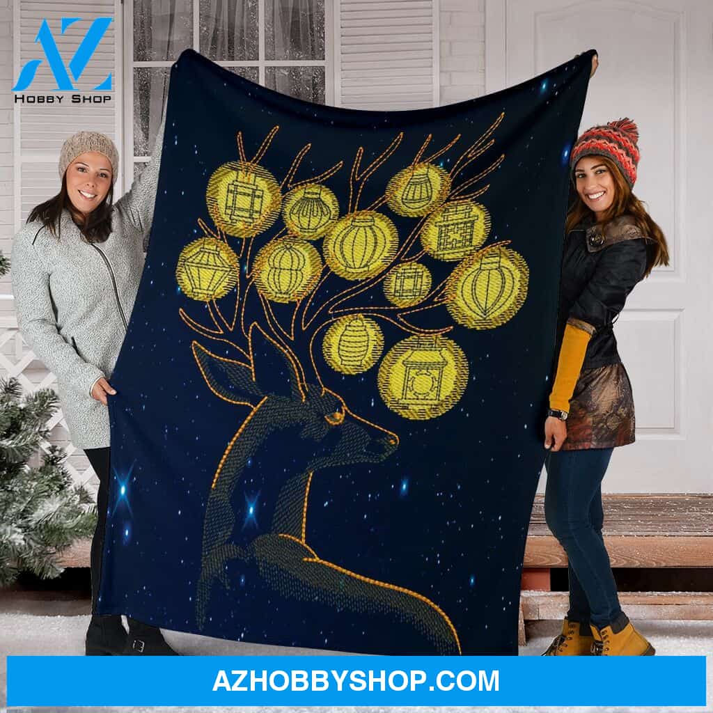 Deer Night Sky Star Fleece Blanket