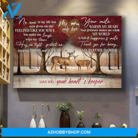 Deer - Thank you for being my partner in crime Couple Landscape Canvas Prints - Wall Art