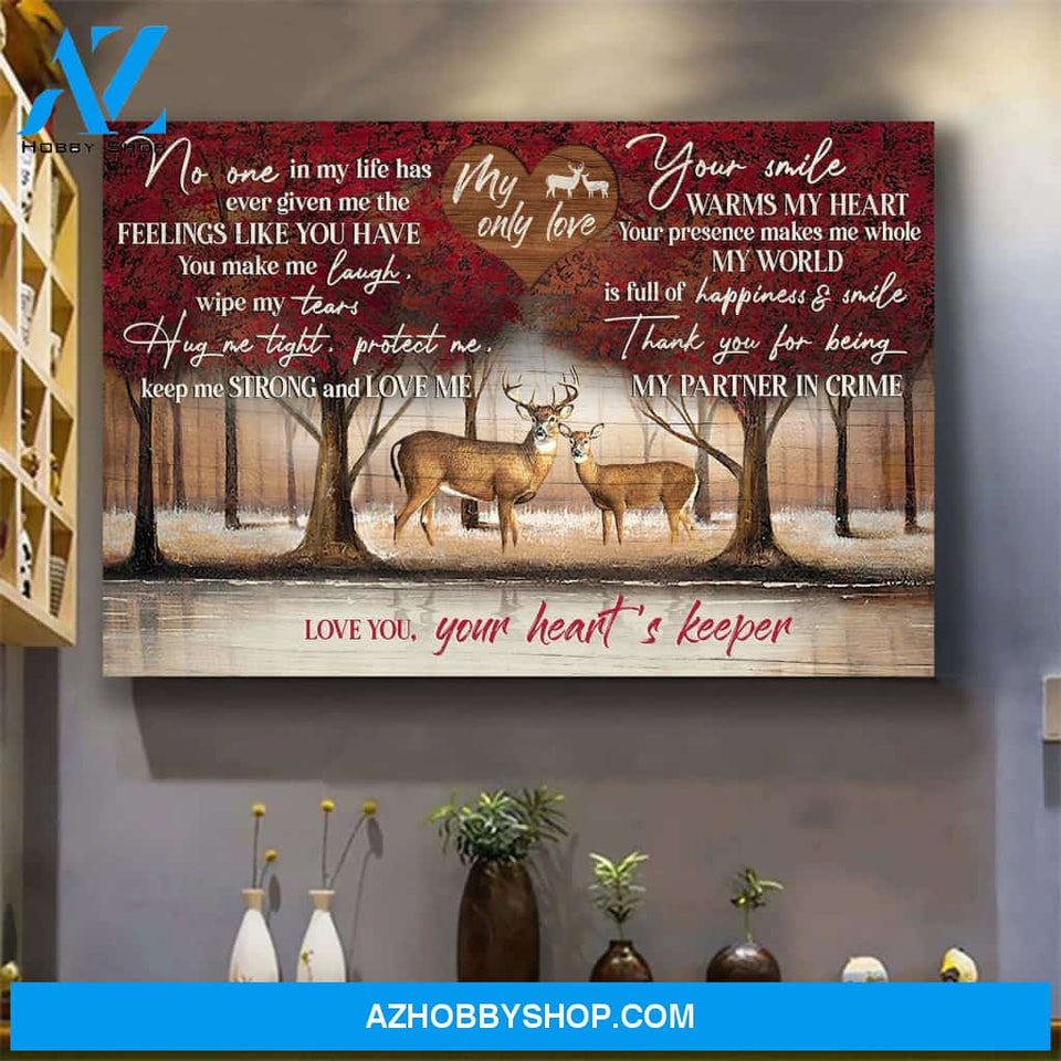 Deer - Thank you for being my partner in crime Couple Landscape Canvas Prints - Wall Art