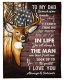 Deer To My Dad So Much Of Me Is Made From What I Learned From You Blanket Gift For Dad Father's Day Birthday Gift Home Decor Bedding Couch Sofa Soft and Comfy Cozy