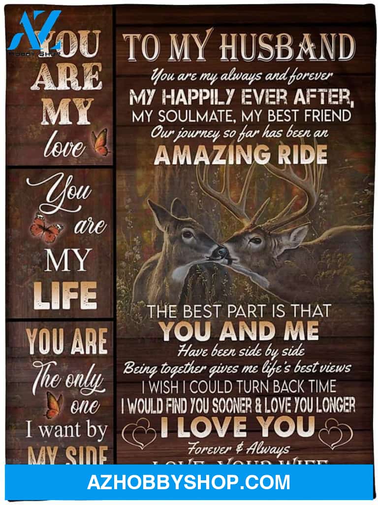 Personalized Deer to My Husband Blanket for Husband from Wife You are My Always and Forever Great Customized Blanket for Birthday Christmas Wedding (Multi 9)