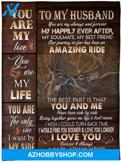 Personalized Deer to My Husband Blanket for Husband from Wife You are My Always and Forever Great Customized Blanket for Birthday Christmas Wedding (Multi 9)