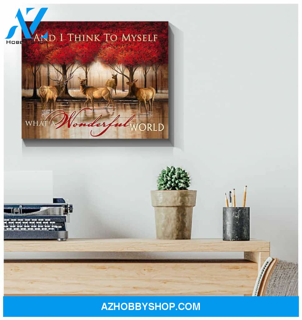 Top #72 Deer What A Wonderful World Canvas Wall Art, Wall Decor Visual Art