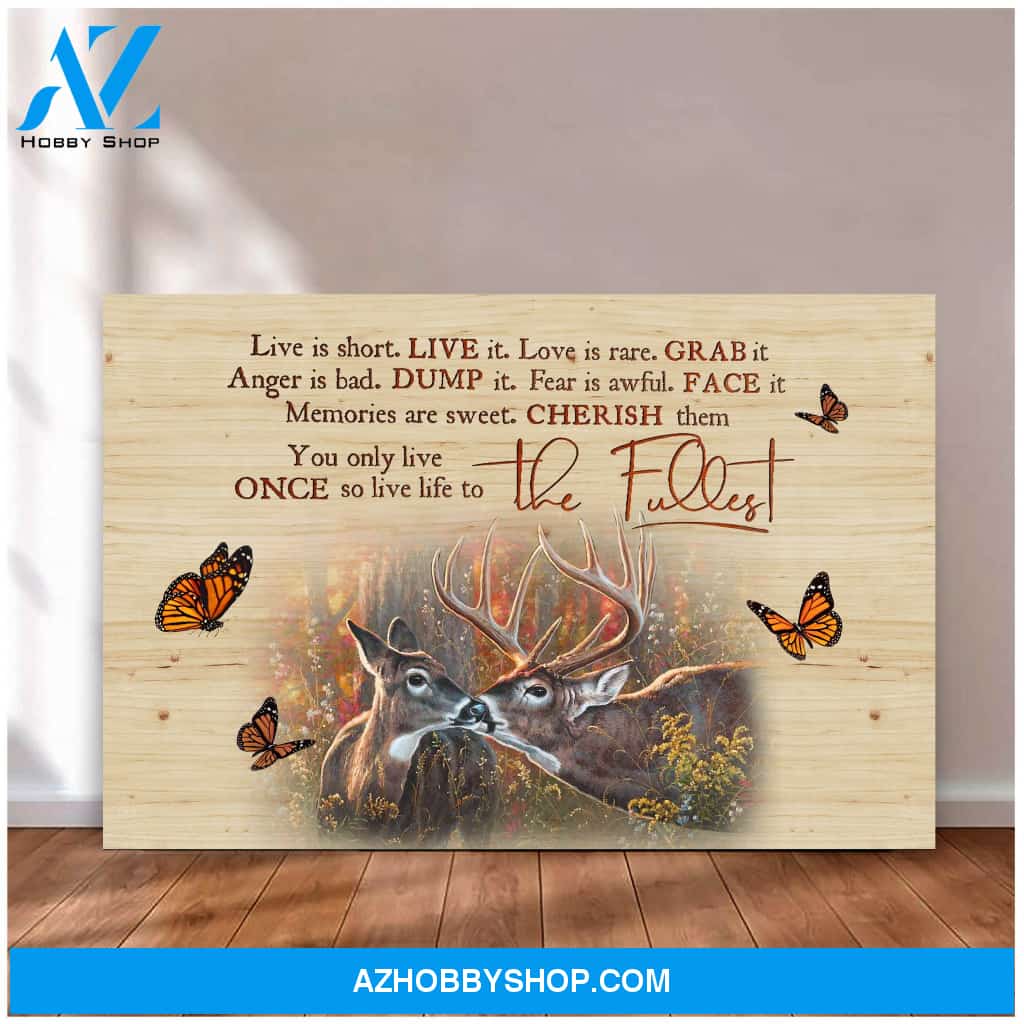 Deer, You only live once so live life to the fullest - Matte Canvas (1.25"), gift for you, gift for her, gift for him, gift for deer lover, valentine gift