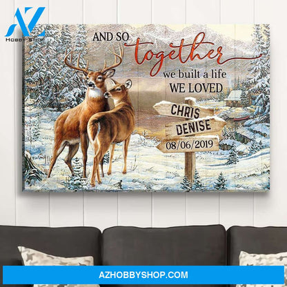 Deers - A LIfe We Loved - Personalized Custom Name Canvas