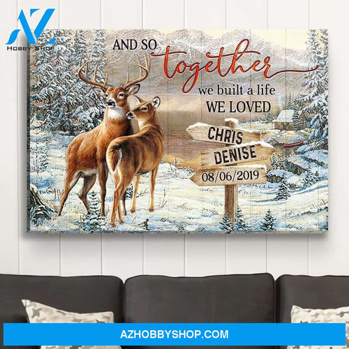 Deers - A LIfe We Loved - Personalized Custom Name Canvas