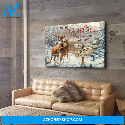 Deers - A LIfe We Loved - Personalized Custom Name Canvas