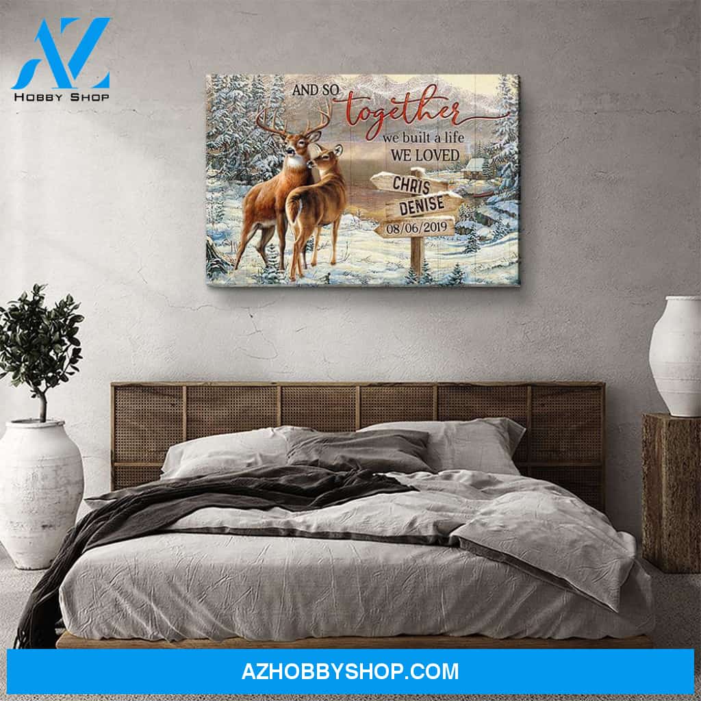 Deers - A LIfe We Loved - Personalized Custom Name Canvas