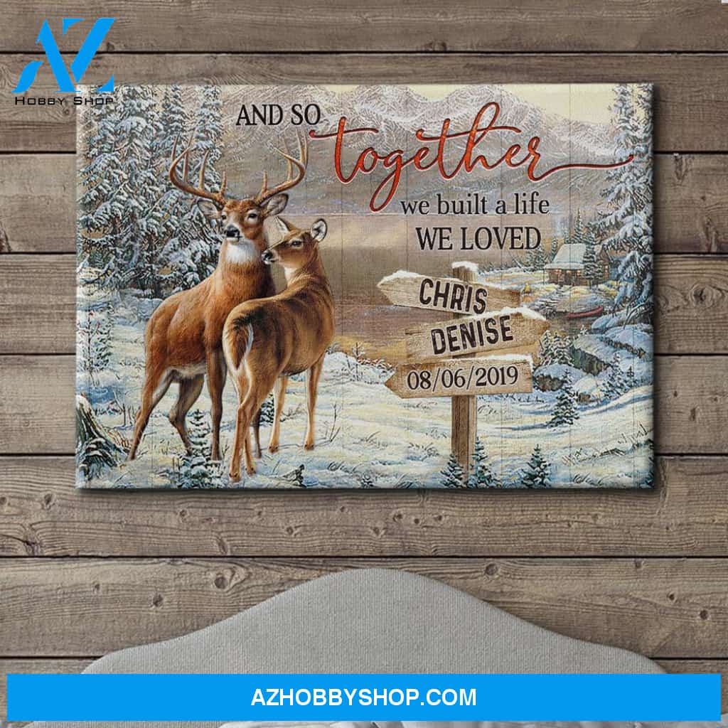 Deers - A LIfe We Loved - Personalized Custom Name Canvas