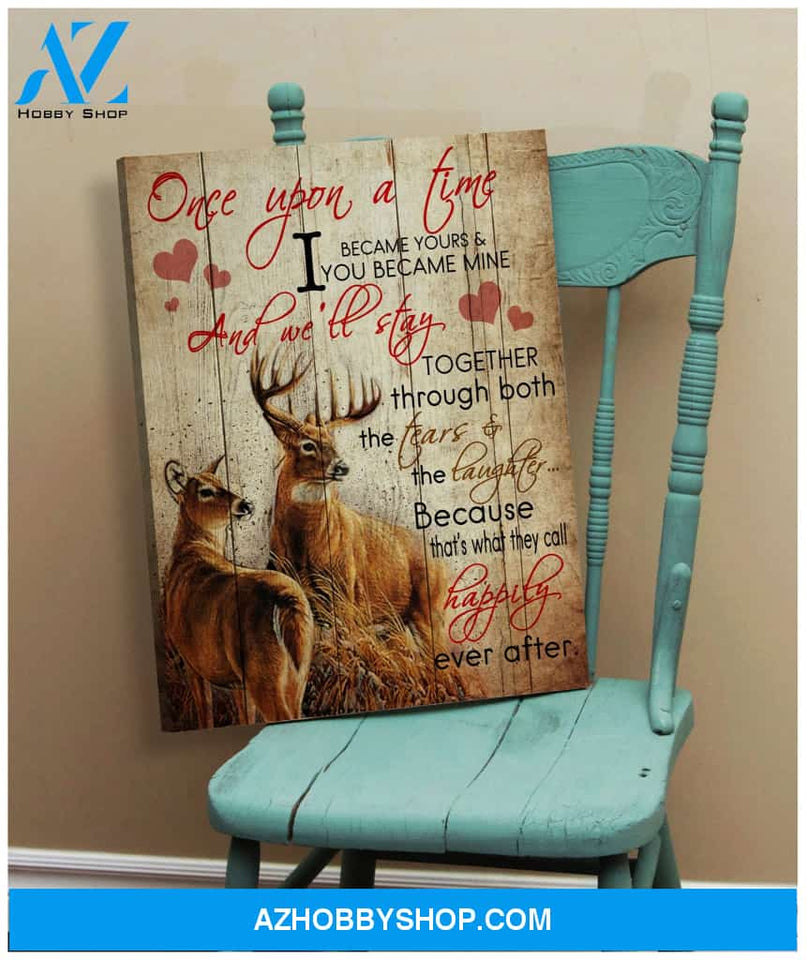 Deers Once Upon A Time - Matte Canvas, Gift for you , gift for him, gift for her, gift for deer lover, gift for couple, valentine