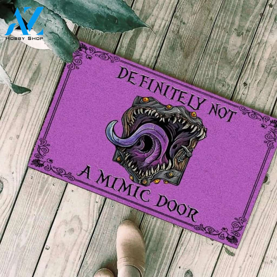 Definitely not a mimic door D&D Doormat | Welcome Mat | House Warming Gift