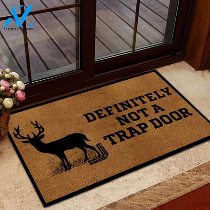 Personalized Name Family House Definitely Not A Trap Door Deer Hunting Doormat Welcome Mat House Warming Gift Home Decor Funny Doormat Gift Idea