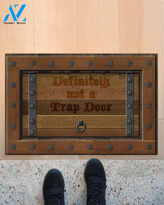 Definitely Not A Trap Door Funny Doormat Gift For Friend Family Home Decor Warm House Gift Welcome Mat, Birthday Gift