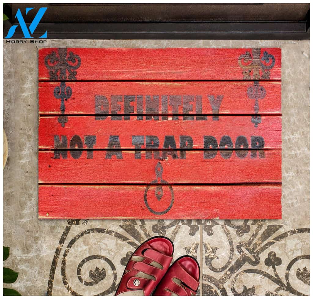 Definitely Not A Trap Door Red Doormat | Welcome Mat | House Warming Gift