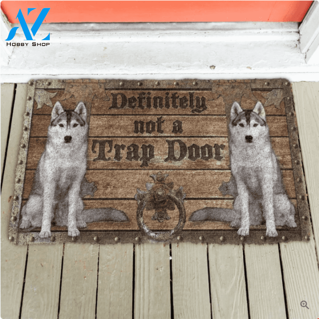 Definitely Not A Trap Door Wolf Funny Indoor And Outdoor Doormat Warm House Gift Welcome Mat Birthday Gift For Wolf Lovers