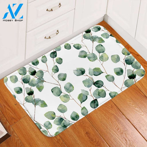 Delicate Plant White Door Mat