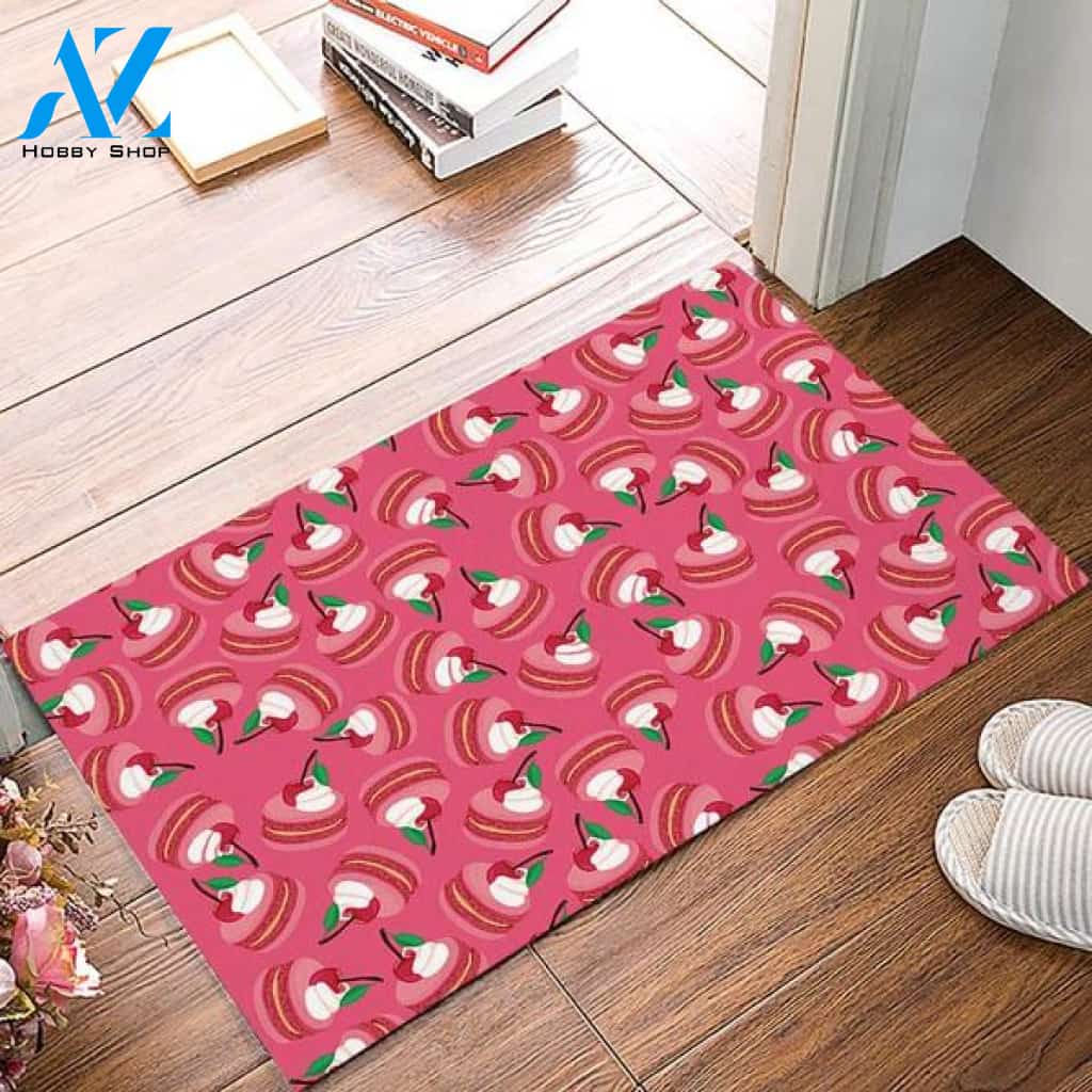 Personalized Name Family House Delicious Macaron Cherry Tasty Yummy Doormat Housewarming Gift Family Welcome Mat Gift For Friend Family