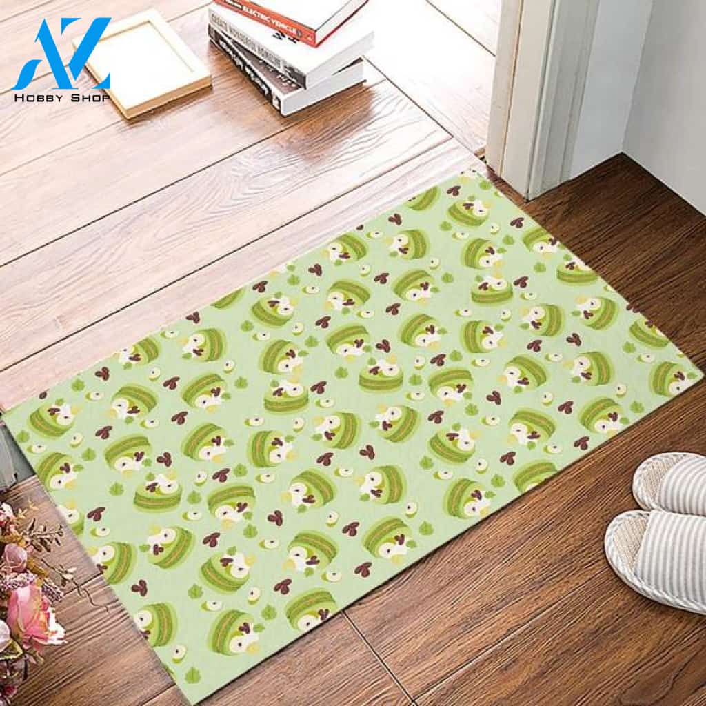 Personalized Name Family House Delicious Macaron Green Apple Tasty Yummy Indoor And Outdoor Doormat Warm House Gift Welcome Mat Birthday Gift For Baking Lover