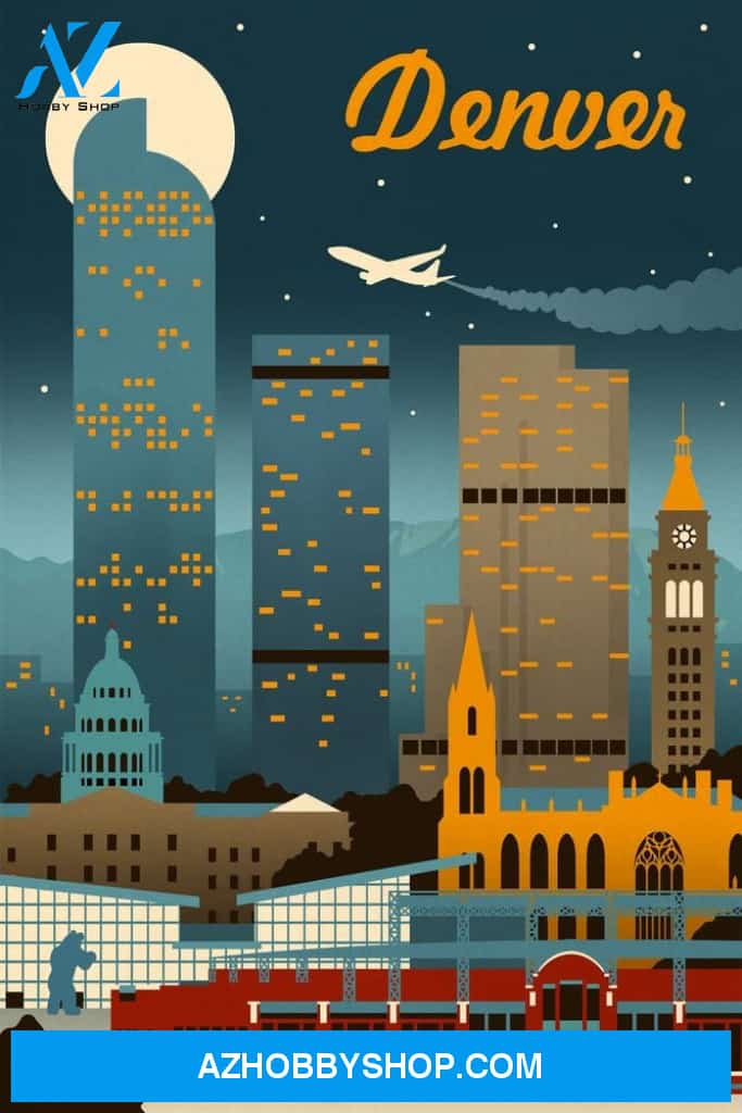 Denver Colorado Retro Skyline