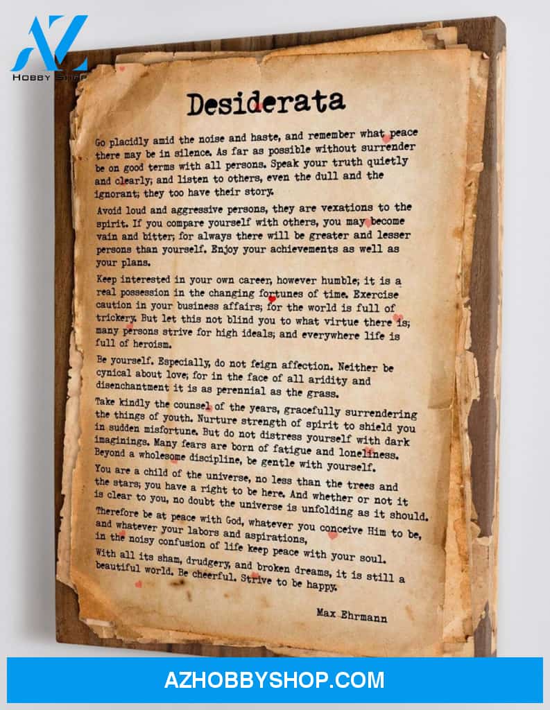 Desiderata - A Life Changing Poem for Hard Times - Framed Canvas