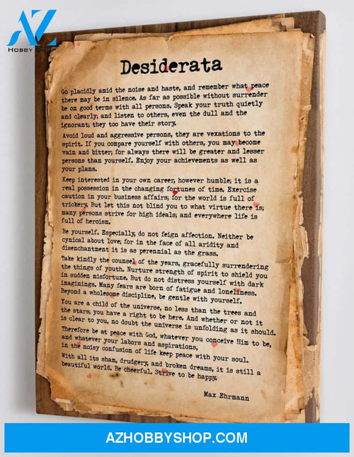 Desiderata - A Life Changing Poem for Hard Times - Framed Canvas