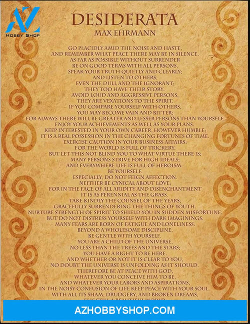 Desiderata Poem Canvas Wall Art, Wall Decor Visual Art Gift Ideas For Fan
