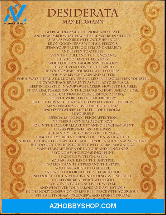 Desiderata Poem Canvas Wall Art, Wall Decor Visual Art Gift Ideas For Fan