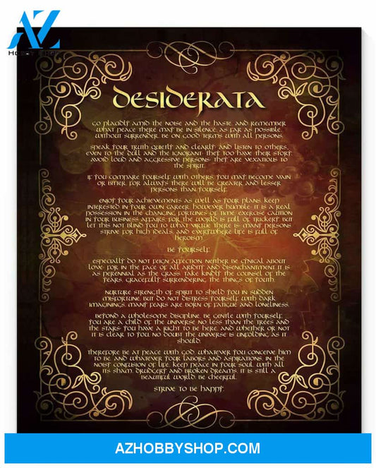 Desiderata Poem Canvas Wall Art, Wall Decor Visual Art Gift Ideas For Friend