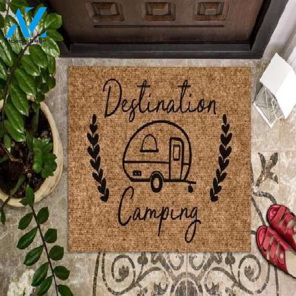 Destination Camping Camper Doormat Welcome Mat House Warming Gift Home Decor Funny Doormat Gift Idea