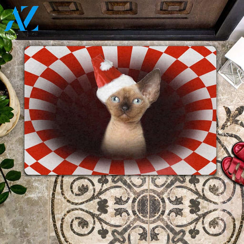 Devon Rex Christmas - Cat Doormat Welcome Mat House Warming Gift Home Decor Gift for Cat Lovers Funny Doormat Gift Idea