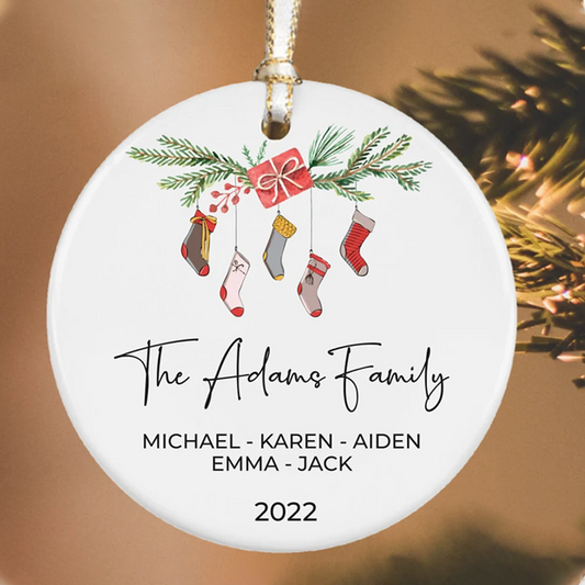 Personalized Family Christmas Ornament, Family Christmas Keepsake, Family Christmas Gift, Red Truck Ceramic Ornament, 2022 Ornament