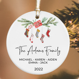 Personalized Family Christmas Ornament, Family Christmas Keepsake, Family Christmas Gift, Red Truck Ceramic Ornament, 2022 Ornament