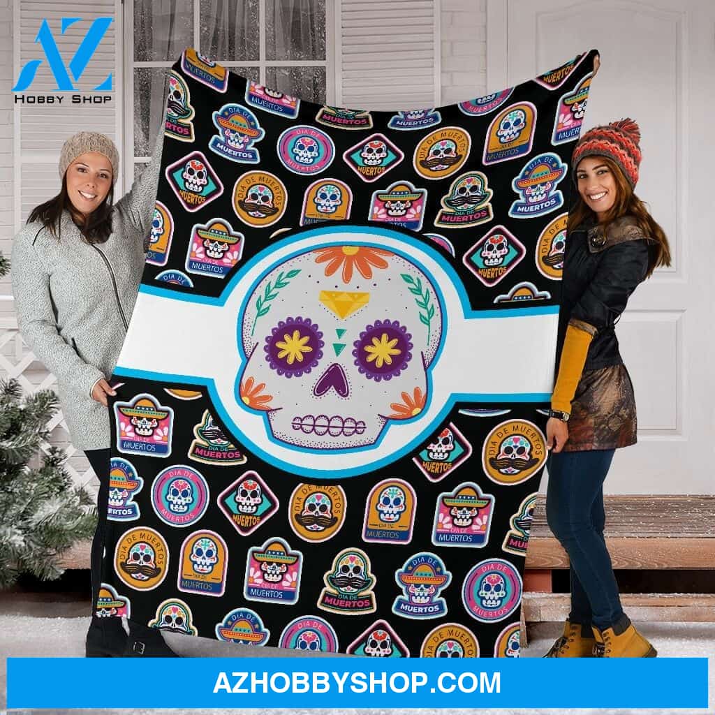 Dia De Muertos Fleece Fleece Blanket
