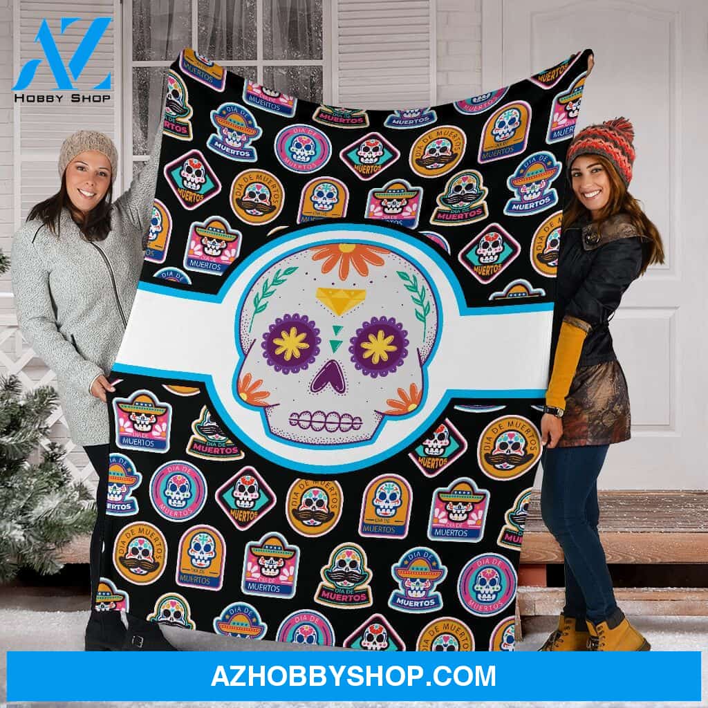 Dia De Muertos Fleece Fleece Blanket