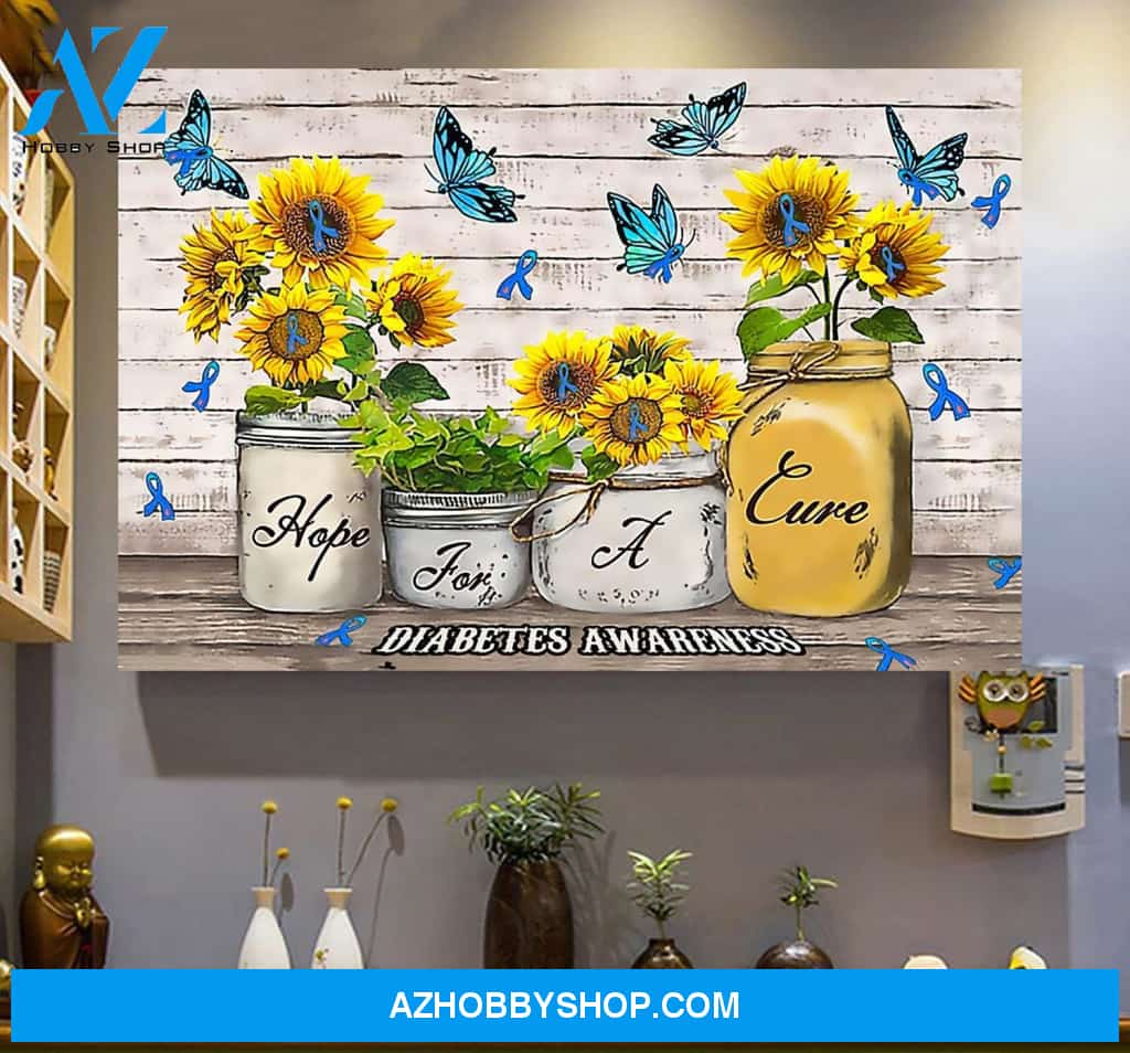 Diabetes Awareness Sunflower Wall Art Canvas Unique Gifts