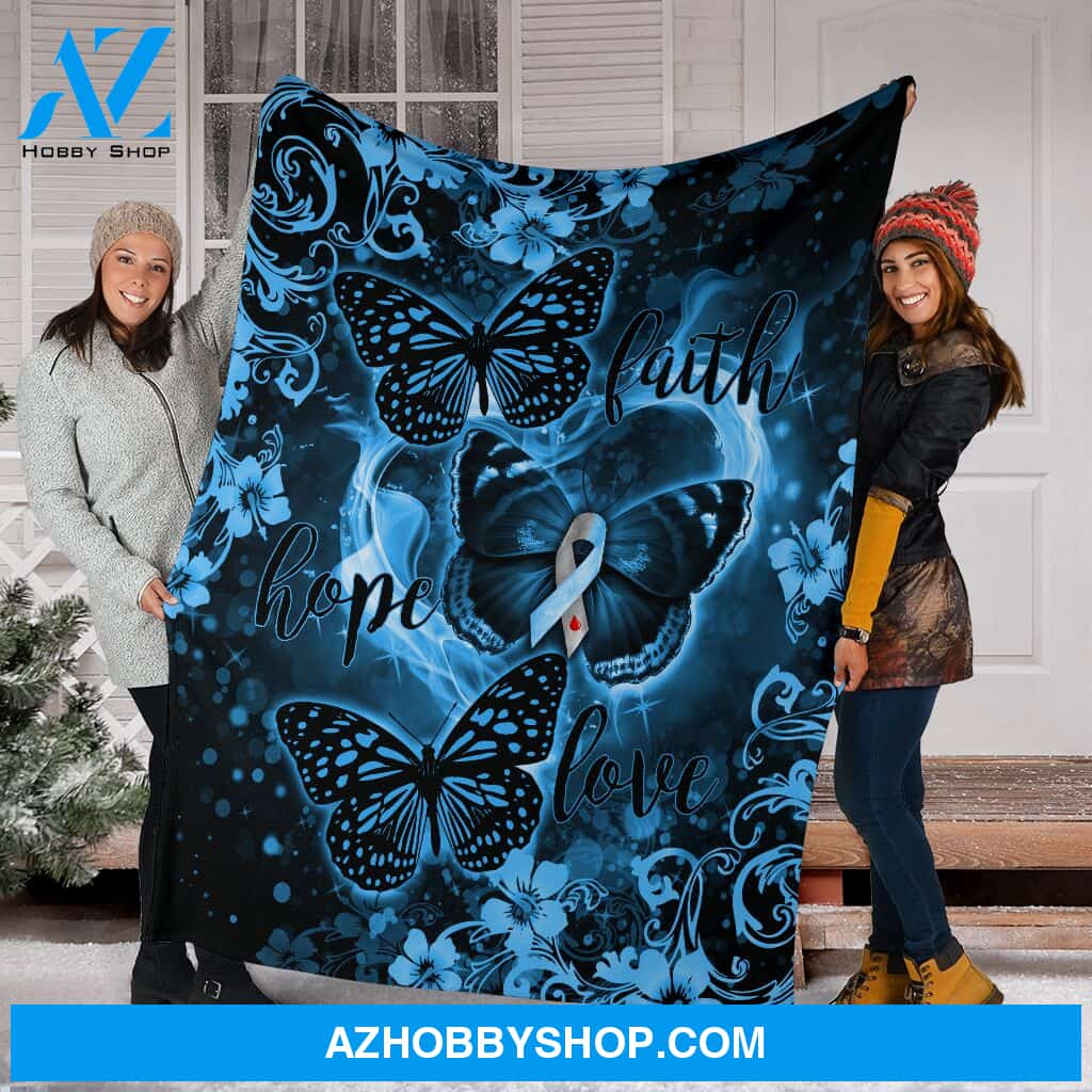 Diabetes Butterfly Fleece Blanket