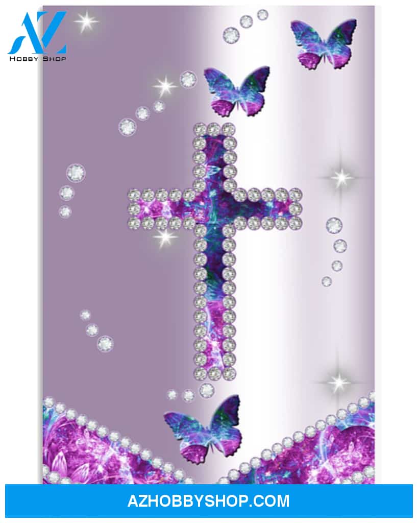 Diamond Cross And Butterflies Easter Canvas And Poster, Wall Decor Visual Art, Wall Poster, My Poster Wall