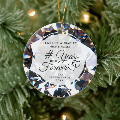 Diamond Anniversary Photo Years Into Forever Ceramic Ornament