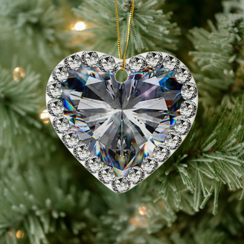 Diamond Heart 60Th Wedding Anniversary Ornament