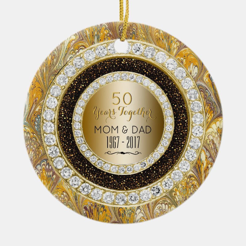 Diamonds Gold 50Th Wedding Anniversary 50 Years Ceramic Ornament