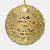Diamonds & Gold 50Th Wedding Anniversary Ceramic Ornament