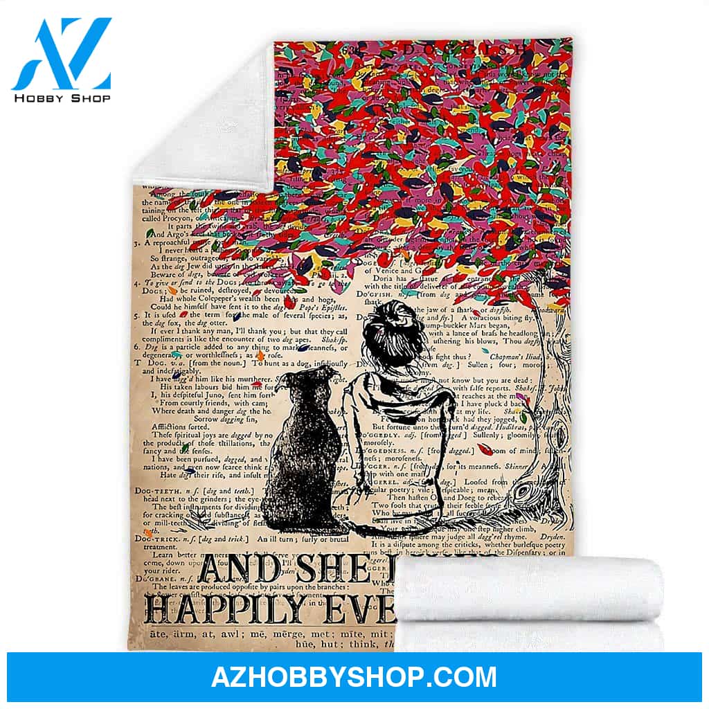Dictionary - She Lived Happily Ever After Blanket Gift For Dog Lovers Birthday Gift Home Decor Bedding Couch Sofa Soft and Comfy Cozy