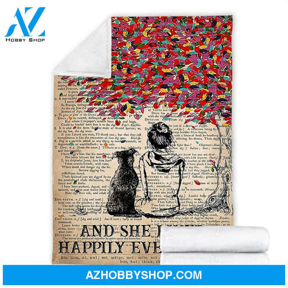 Dictionary - She Lived Happily Ever After Blanket Gift For Dog Lovers Birthday Gift Home Decor Bedding Couch Sofa Soft and Comfy Cozy