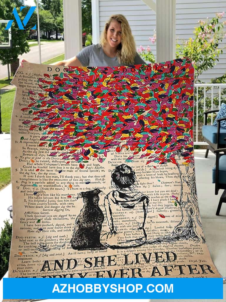 Dictionary - She Lived Happily Ever After Blanket Gift For Dog Lovers Birthday Gift Home Decor Bedding Couch Sofa Soft and Comfy Cozy