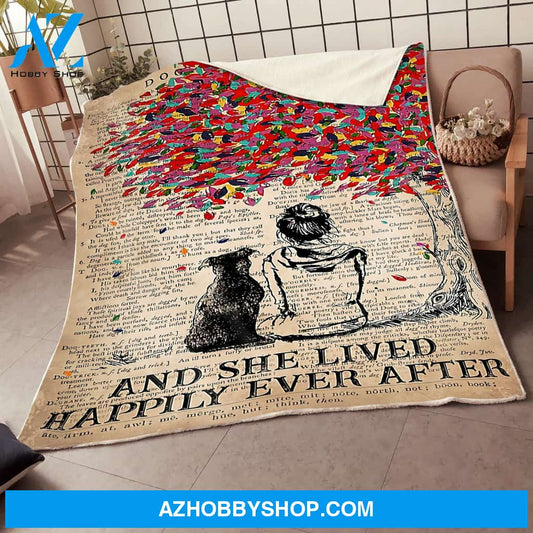 Dictionary - She Lived Happily Ever After Blanket Gift For Dog Lovers Birthday Gift Home Decor Bedding Couch Sofa Soft and Comfy Cozy